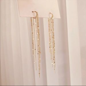 Gold Elegant tassel drop earrings